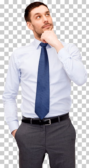 The Thinker Thought, Thinking man , men's blue necktie PNG clipart