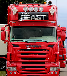red Scania semi truck thumbnail
