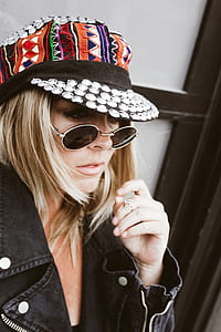 woman wearing black denim jacket thumbnail