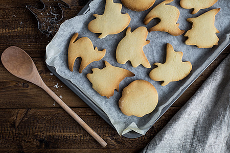 assorted-shape baked cookies on gray tray thumbnail