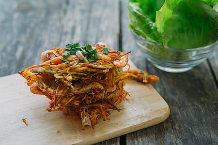 fried shrimp on brown board thumbnail