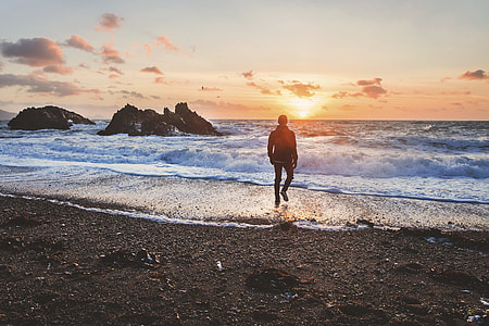 man walking near the seashore thumbnail