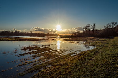 san beside lake during golden hour thumbnail