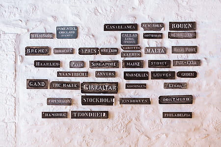 signage sticks on white wall thumbnail