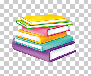 Watercolor Landscape Book Drawing, Color cartoon books stacked together, books illustration PNG clipart