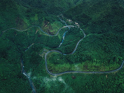 eagle eyes view of zig zag road thumbnail