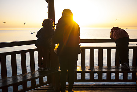 silhouette person standing on brown gazebo thumbnail