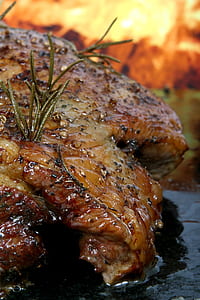 roasted meat on top of black sizzling plate thumbnail