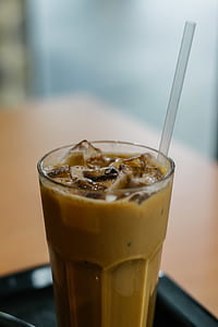 close up photo of iced coffee in glass with straw thumbnail