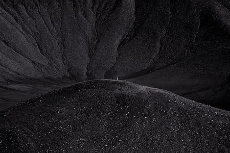 black and white, volcano, aerial, stone thumbnail
