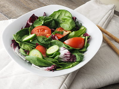 vegetable salad on white ceramic bowl thumbnail