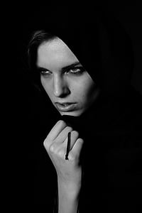 grayscale photo of woman thumbnail
