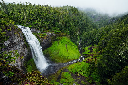water falls surrounded with mountain range thumbnail