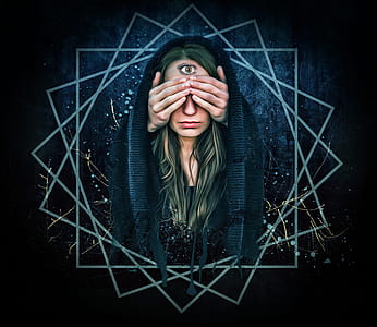 photo displays woman with eye on forehead illustration thumbnail