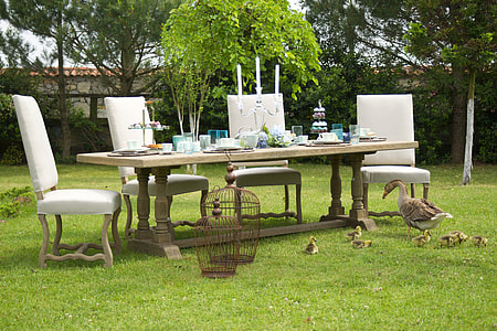 brown and white dining set thumbnail