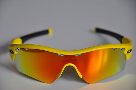 orange sports sunglasses with yellow frames thumbnail