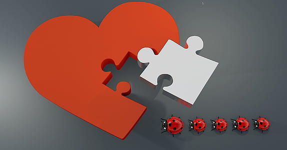 red ladybugs beside heart wallpaper thumbnail