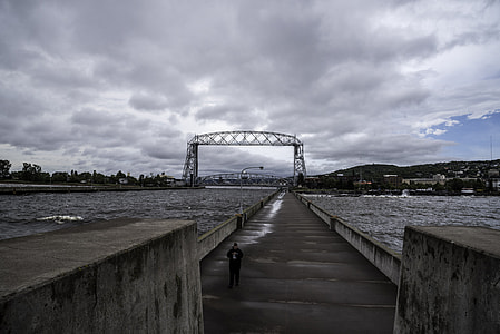 Road Bridge from the Pier in Duluth, Minnesota thumbnail