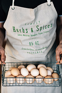 Wire mesh basket with fresh farm eggs thumbnail