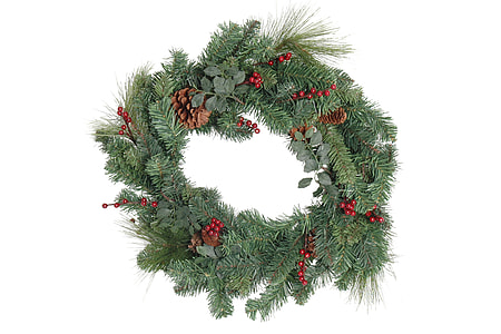 green, red and brown Christmas wreath thumbnail