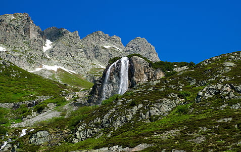waterfalls surrounded with mountains thumbnail