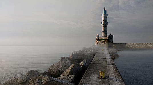 light house near dock thumbnail