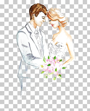 Marriage Drawing Engagement Sketch, Married couples, bride and groom illustration PNG clipart