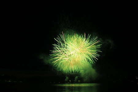 green fireworks at nighttime thumbnail