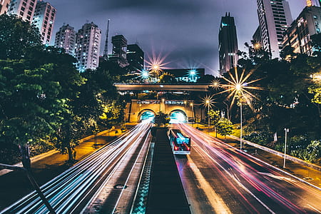 city, lights, buildings, car thumbnail