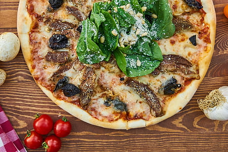 vegetable pizza on top brown surface thumbnail