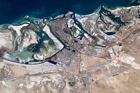Satellite View of Abu Dhabi in the United Arab Emirates, UAE thumbnail
