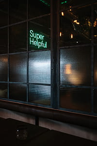 photo of green Super Helpful neon sign thumbnail