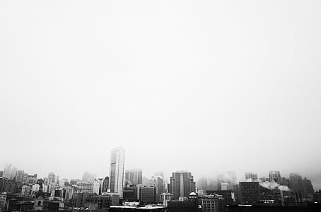 grayscale photography of city buildings thumbnail