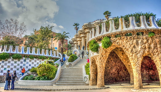several people walking on park with structures thumbnail
