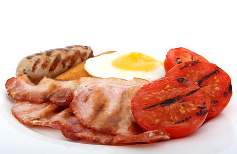 sausage; bacon and egg with grilled tomatoes thumbnail