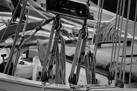 grayscale close-up photography of boat cables thumbnail