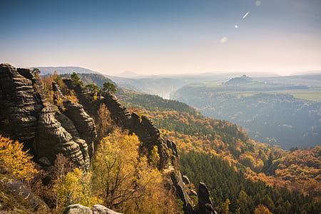 rocky mountain with trees at daytime thumbnail