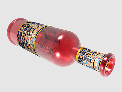 photo of red and black glass bottle thumbnail