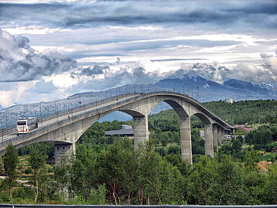 white bus on bridge thumbnail