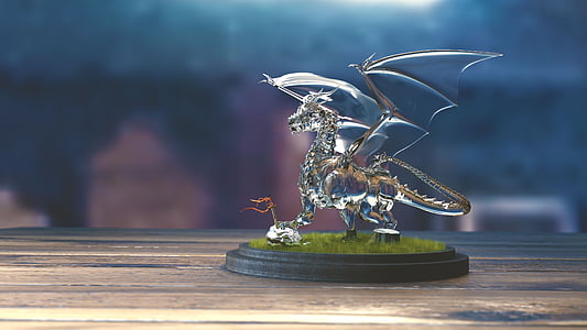 clear glass dragon figurine thumbnail