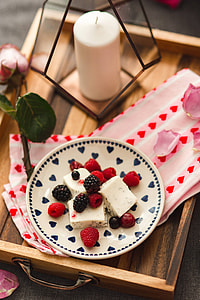 Summer berries with a sweet dessert on a plate in a drawer thumbnail