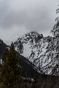 snow-covered mountain during cloudy day thumbnail