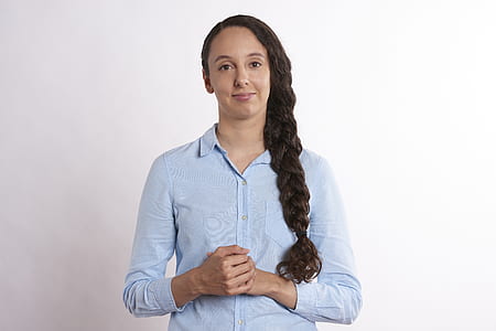 woman holding her both hands thumbnail