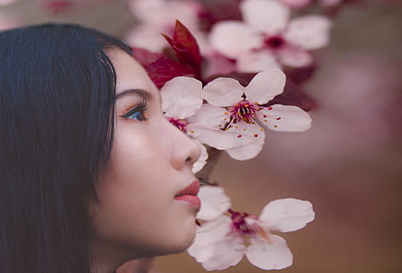 Woman Beside Cherry Blossoms thumbnail