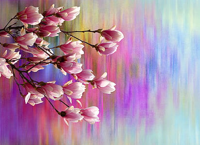 closeup photo of pink petaled flowers painting thumbnail