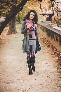 Woman Wearing Gray Cardigan P thumbnail