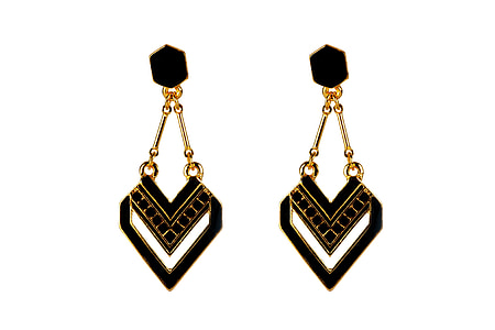 black-and-gold-colored earrings thumbnail