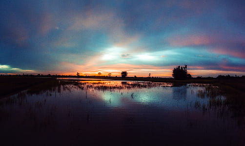 dawn, nature, sunset, water thumbnail