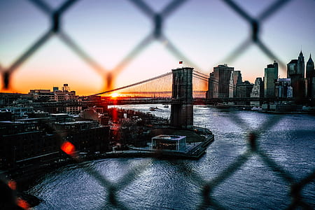 bridge, river, sunset, cityscape thumbnail