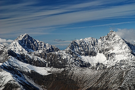 snow covered mountains under cloudy sky thumbnail